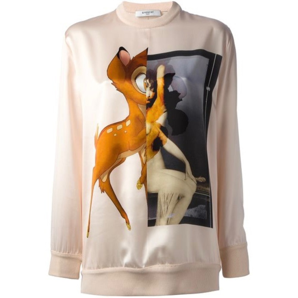 Givenchy X Bambi print silk sweatshirt top blouse size S